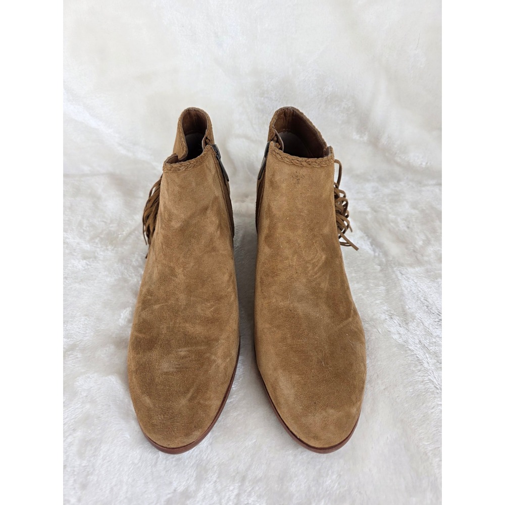 Sam Edelman Suede Fringed Ankle Boots Tan Brown Side Zip Women's Size‎ 8.5